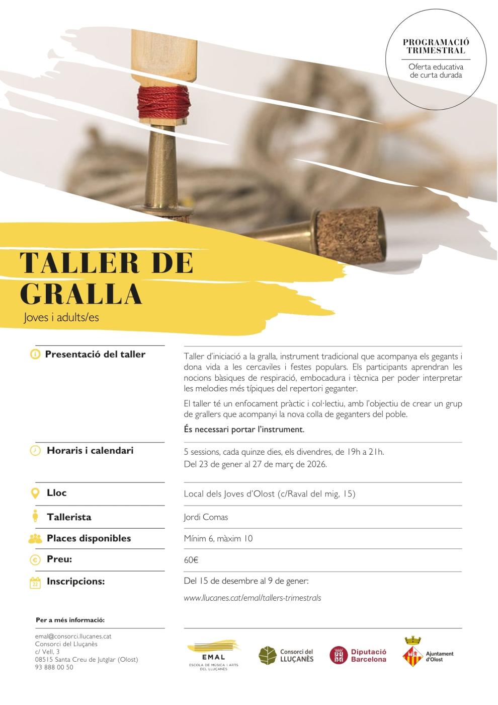 L'EMAL programa noves activitats trimestrals a Olost